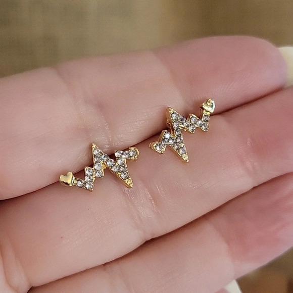 Vital Sign Pulse Micro CZ Stud Earrings - Picture 4 of 8